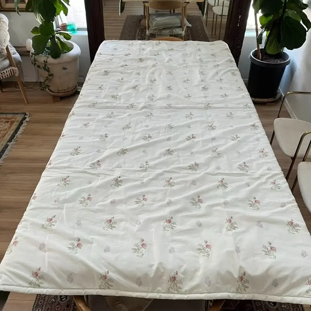 Vintage Quilt Bedspread Block Patchwork Pattern Pink Green 88 x 60